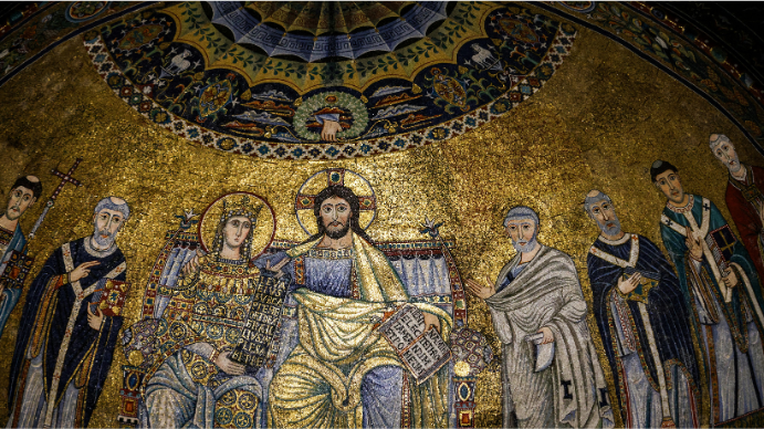 Christ mosaic and Catholic sacred art