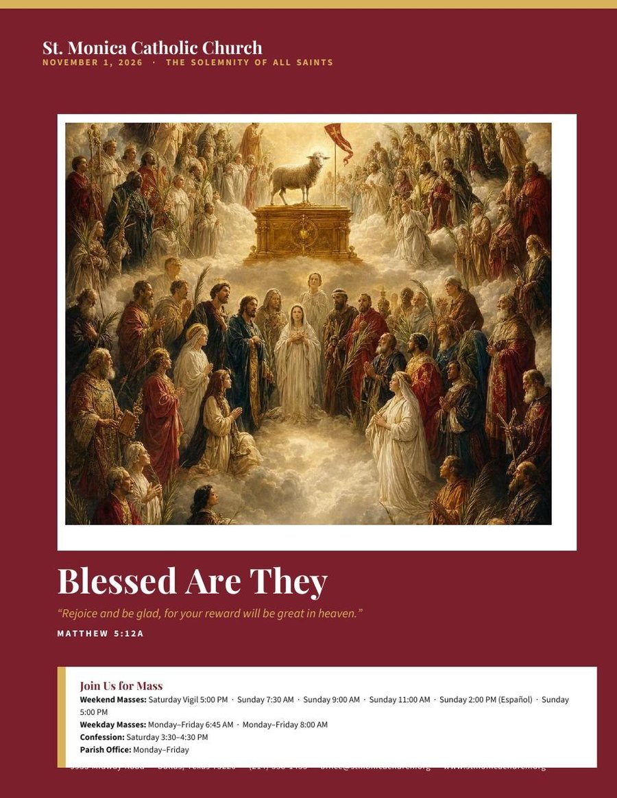 All Saints Parish Bulletin, Burgundy & Flyer Cards Style